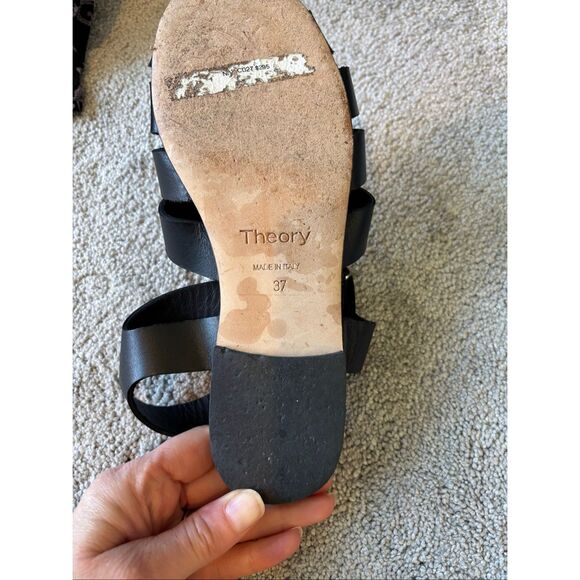 Theory Fisherman black leather sandals Sz 37/6.5 $295 - Picture 7 of 7